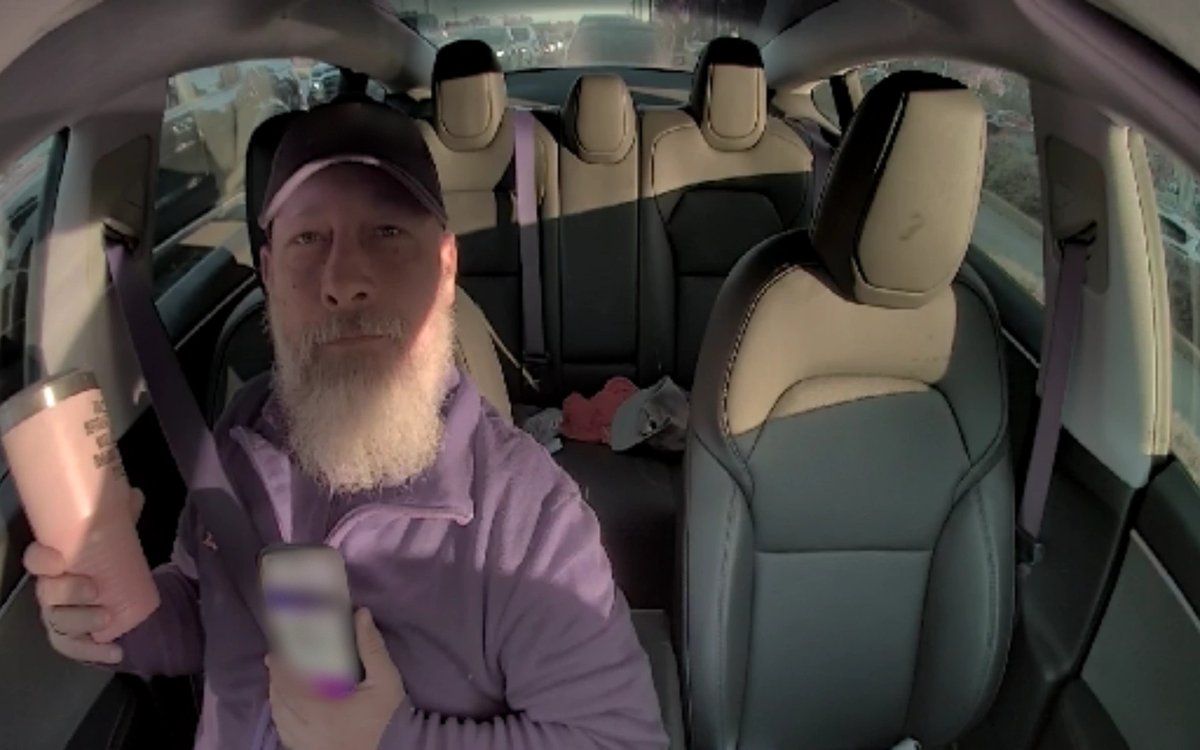Robb in his car before his morning shift